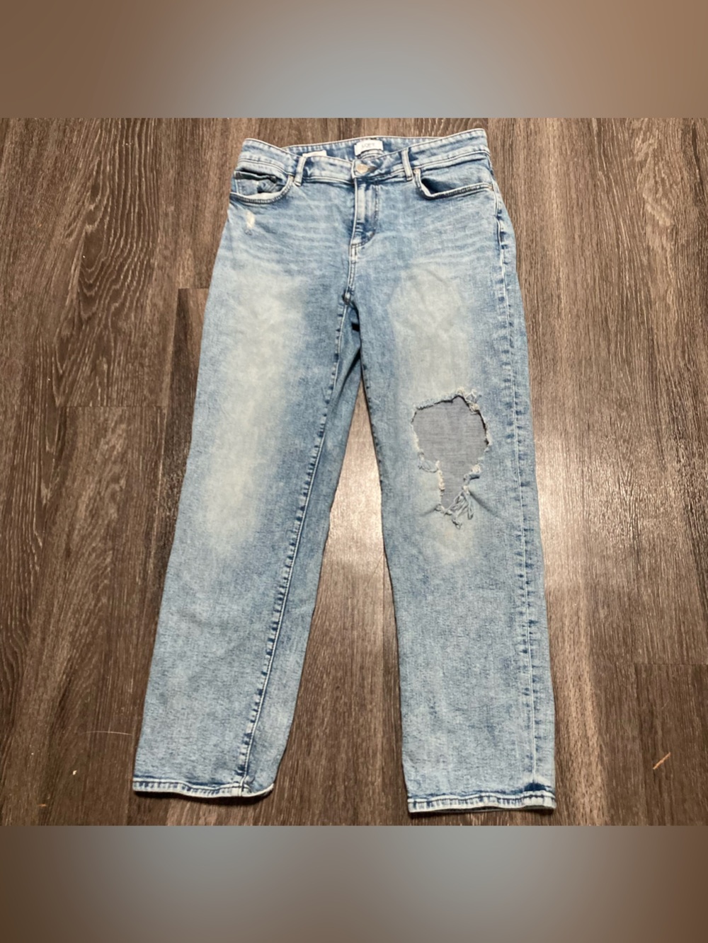 LOFT Outlet Curvy Straight Distressed Jeans Light Wash Size 6